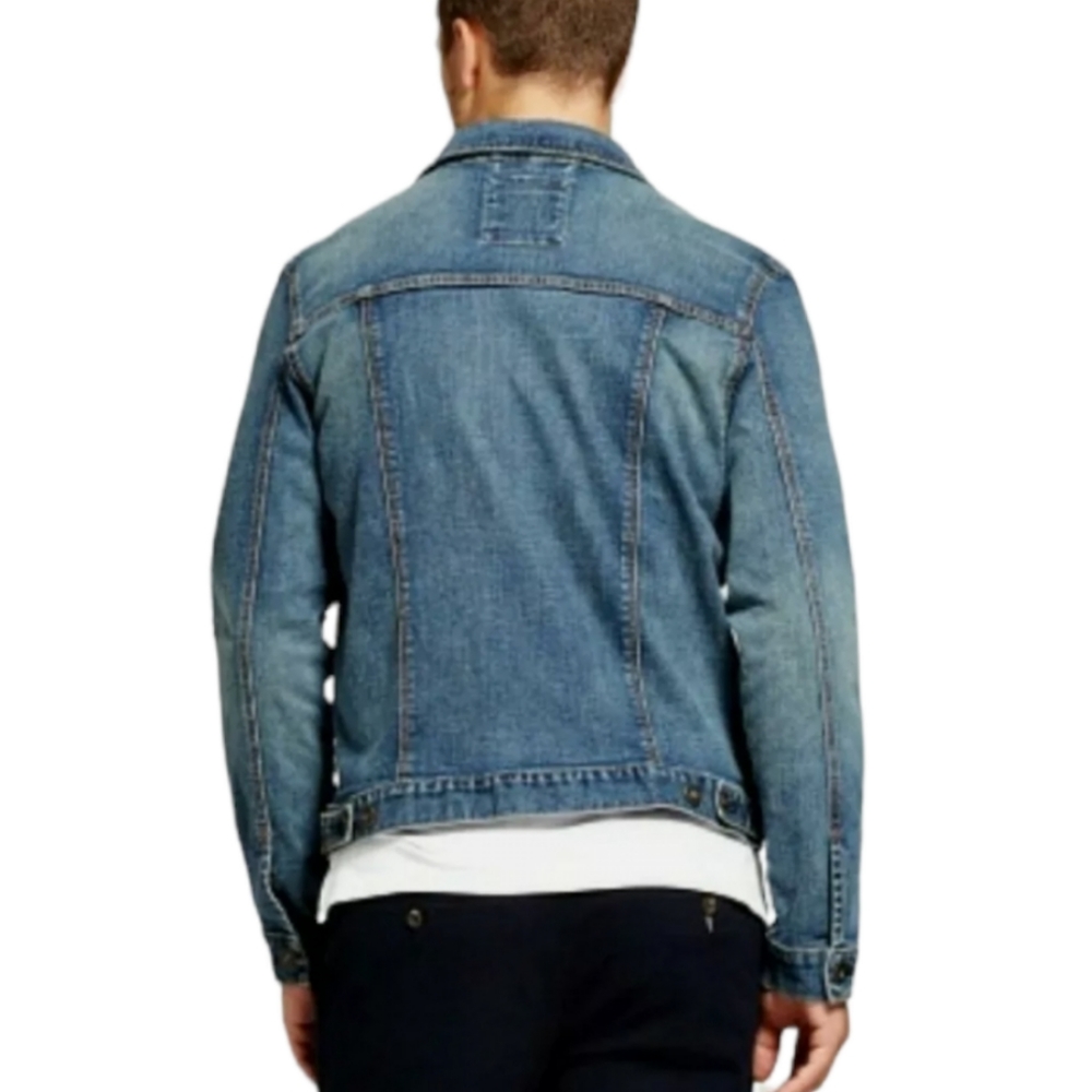 GOODFELLOW & CO Standard Fit Denim Trucker Jacket Blue Dark Wash Mens Small - Picture 3 of 4